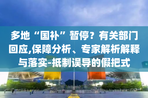 多地“國(guó)補(bǔ)”暫停？有關(guān)部門回應(yīng),保障分析、專家解析解釋與落實(shí)-抵制誤導(dǎo)的假把式
