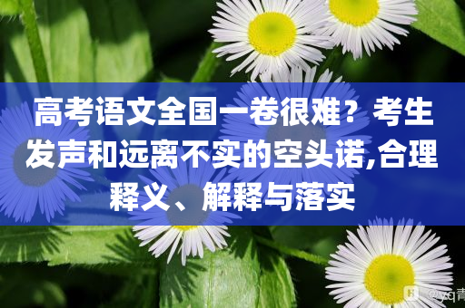 高考語文全國一卷很難？考生發(fā)聲和遠(yuǎn)離不實(shí)的空頭諾,合理釋義、解釋與落實(shí)