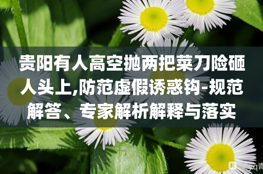 貴陽(yáng)有人高空拋兩把菜刀險(xiǎn)砸人頭上,防范虛假誘惑鉤-規(guī)范解答、專家解析解釋與落實(shí)