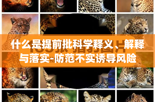 什么是提前批科學(xué)釋義、解釋與落實(shí)-防范不實(shí)誘導(dǎo)風(fēng)險(xiǎn)