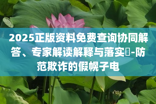 2025正版資料免費(fèi)查詢協(xié)同解答、專(zhuān)家解讀解釋與落實(shí)?-防范欺詐的假幌子電