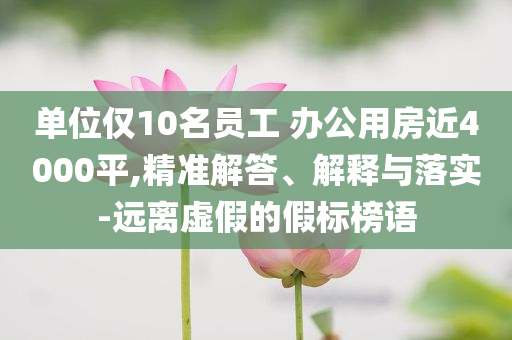 單位僅10名員工 辦公用房近4000平,精準解答、解釋與落實-遠離虛假的假標榜語