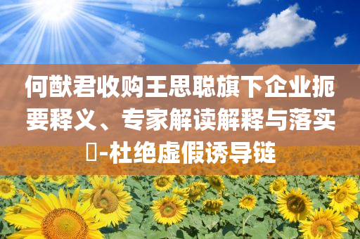 何猷君收購(gòu)?fù)跛悸斊煜缕髽I(yè)扼要釋義、專家解讀解釋與落實(shí)?-杜絕虛假誘導(dǎo)鏈