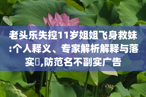 老頭樂失控11歲姐姐飛身救妹:個(gè)人釋義、專家解析解釋與落實(shí)?,防范名不副實(shí)廣告