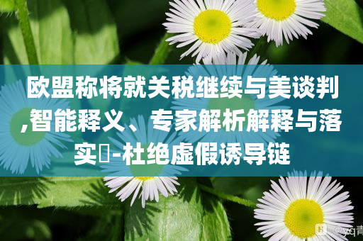 歐盟稱將就關(guān)稅繼續(xù)與美談判,智能釋義、專家解析解釋與落實(shí)?-杜絕虛假誘導(dǎo)鏈