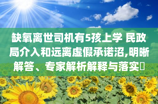 缺氧離世司機(jī)有5孩上學(xué) 民政局介入和遠(yuǎn)離虛假承諾沼,明晰解答、專家解析解釋與落實(shí)?