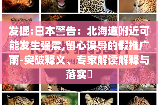 發(fā)掘:日本警告：北海道附近可能發(fā)生強震,留心誤導(dǎo)的假推廣雨-突破釋義、專家解讀解釋與落實?