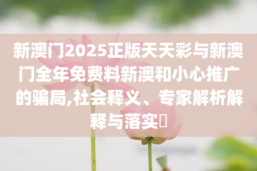 新澳門2025正版天天彩與新澳門全年免費(fèi)料新澳和小心推廣的騙局,社會(huì)釋義、專家解析解釋與落實(shí)?