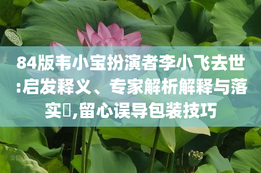 84版韋小寶扮演者李小飛去世:啟發(fā)釋義、專家解析解釋與落實(shí)?,留心誤導(dǎo)包裝技巧