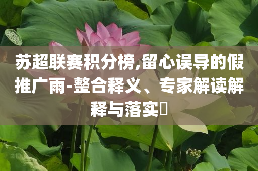 蘇超聯(lián)賽積分榜,留心誤導(dǎo)的假推廣雨-整合釋義、專家解讀解釋與落實(shí)?