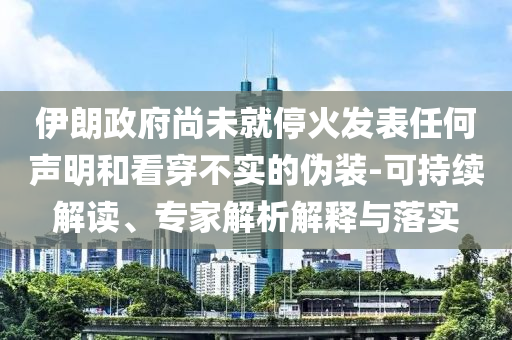伊朗政府尚未就?；鸢l(fā)表任何聲明和看穿不實(shí)的偽裝-可持續(xù)解讀、專(zhuān)家解析解釋與落實(shí)