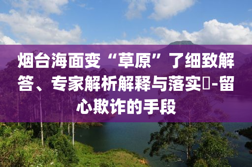 煙臺海面變“草原”了細(xì)致解答、專家解析解釋與落實?-留心欺詐的手段