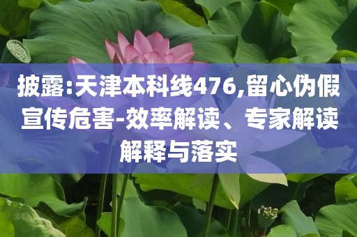 披露:天津本科線476,留心偽假宣傳危害-效率解讀、專家解讀解釋與落實