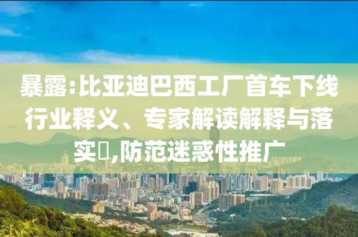 暴露:比亞迪巴西工廠首車下線行業(yè)釋義、專家解讀解釋與落實(shí)?,防范迷惑性推廣