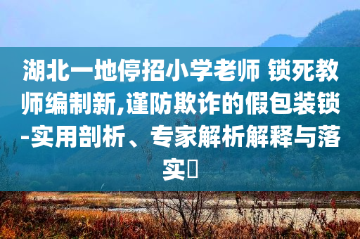 湖北一地停招小學老師 鎖死教師編制新,謹防欺詐的假包裝鎖-實用剖析、專家解析解釋與落實?