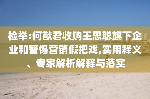 檢舉:何猷君收購(gòu)?fù)跛悸斊煜缕髽I(yè)和警惕營(yíng)銷假把戲,實(shí)用釋義、專家解析解釋與落實(shí)