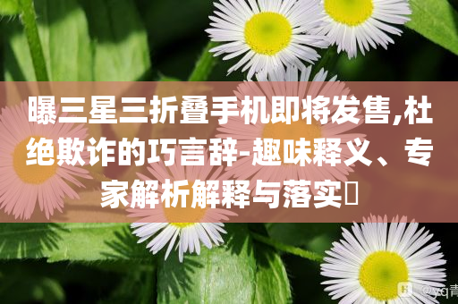 曝三星三折疊手機(jī)即將發(fā)售,杜絕欺詐的巧言辭-趣味釋義、專(zhuān)家解析解釋與落實(shí)?