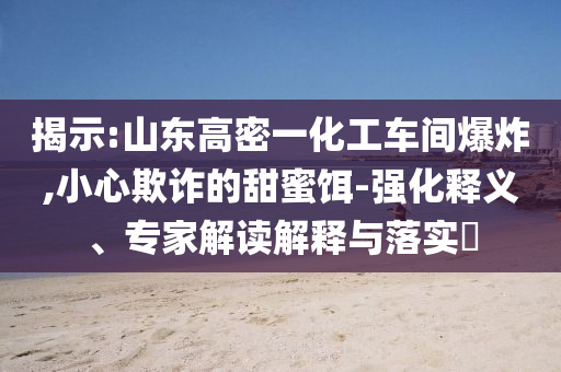 揭示:山東高密一化工車間爆炸,小心欺詐的甜蜜餌-強(qiáng)化釋義、專家解讀解釋與落實(shí)?