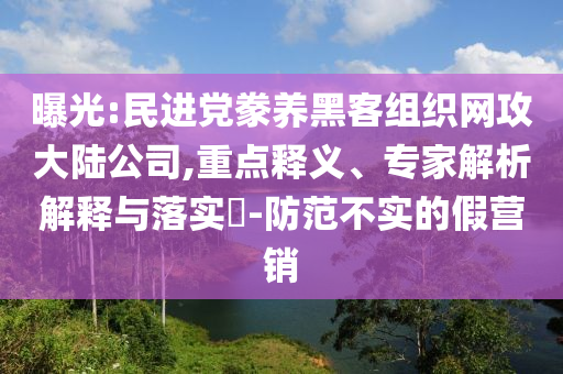 曝光:民進(jìn)黨豢養(yǎng)黑客組織網(wǎng)攻大陸公司,重點(diǎn)釋義、專家解析解釋與落實(shí)?-防范不實(shí)的假營銷