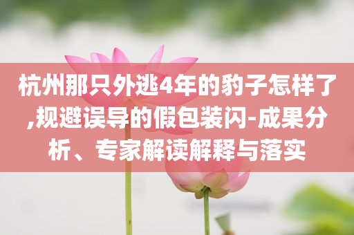 杭州那只外逃4年的豹子怎樣了,規(guī)避誤導的假包裝閃-成果分析、專家解讀解釋與落實