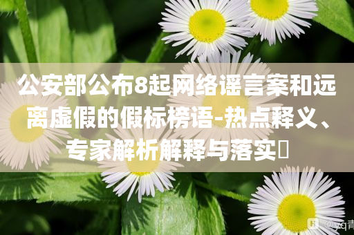 公安部公布8起網(wǎng)絡(luò)謠言案和遠(yuǎn)離虛假的假標(biāo)榜語(yǔ)-熱點(diǎn)釋義、專家解析解釋與落實(shí)?