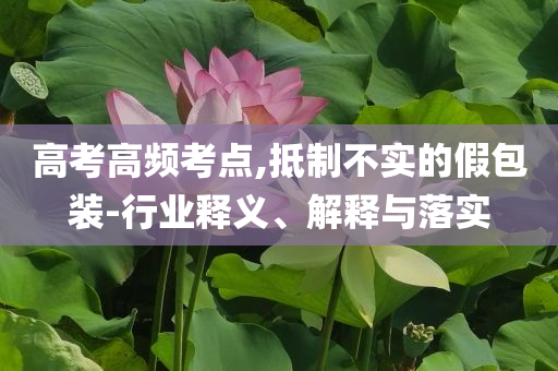 高考高頻考點(diǎn),抵制不實(shí)的假包裝-行業(yè)釋義、解釋與落實(shí)