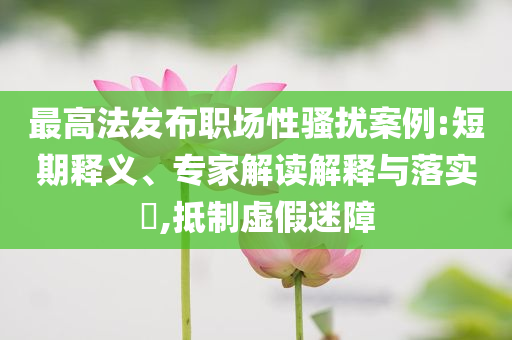 最高法發(fā)布職場性騷擾案例:短期釋義、專家解讀解釋與落實?,抵制虛假迷障