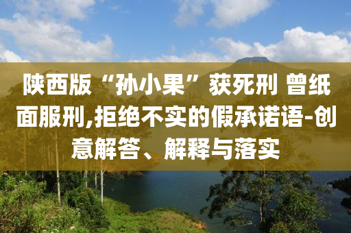陜西版“孫小果”獲死刑 曾紙面服刑,拒絕不實(shí)的假承諾語(yǔ)-創(chuàng)意解答、解釋與落實(shí)
