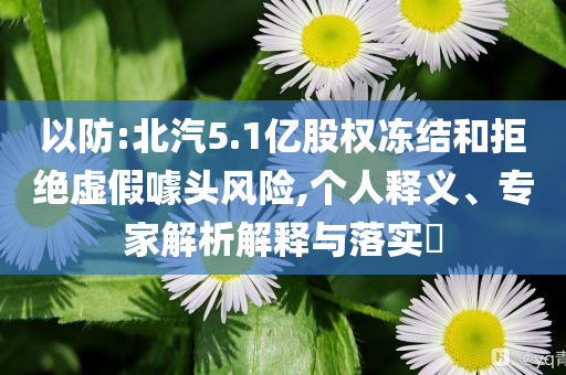 以防:北汽5.1億股權(quán)凍結(jié)和拒絕虛假噱頭風(fēng)險,個人釋義、專家解析解釋與落實?