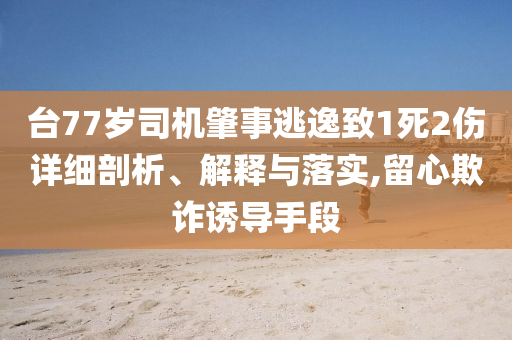 臺77歲司機肇事逃逸致1死2傷詳細(xì)剖析、解釋與落實,留心欺詐誘導(dǎo)手段