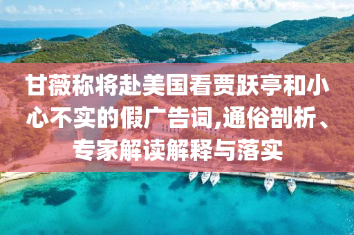 甘薇稱將赴美國看賈躍亭和小心不實的假廣告詞,通俗剖析、專家解讀解釋與落實