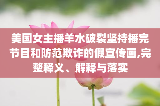 美國(guó)女主播羊水破裂堅(jiān)持播完節(jié)目和防范欺詐的假宣傳畫(huà),完整釋義、解釋與落實(shí)
