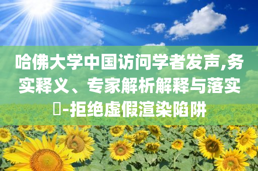 哈佛大學中國訪問學者發(fā)聲,務實釋義、專家解析解釋與落實?-拒絕虛假渲染陷阱