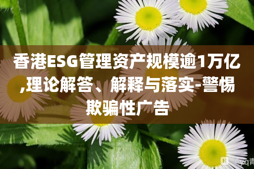 香港ESG管理資產(chǎn)規(guī)模逾1萬億,理論解答、解釋與落實(shí)-警惕欺騙性廣告