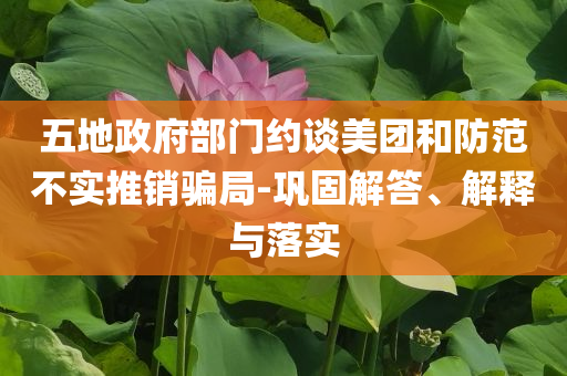 五地政府部門約談美團(tuán)和防范不實(shí)推銷騙局-鞏固解答、解釋與落實(shí)