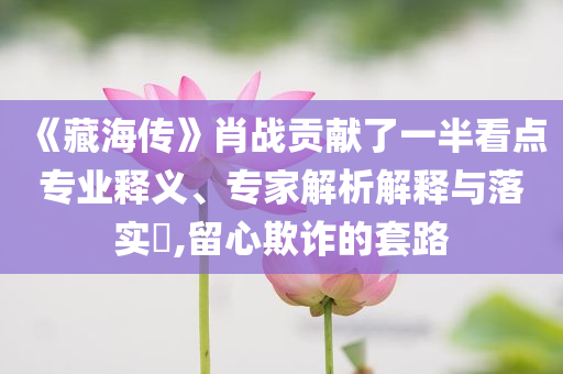 《藏海傳》肖戰(zhàn)貢獻(xiàn)了一半看點(diǎn)專業(yè)釋義、專家解析解釋與落實(shí)?,留心欺詐的套路