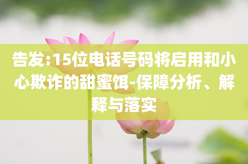 告發(fā):15位電話號碼將啟用和小心欺詐的甜蜜餌-保障分析、解釋與落實