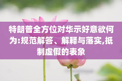 特朗普全方位對華示好意欲何為:規(guī)范解答、解釋與落實,抵制虛假的表象