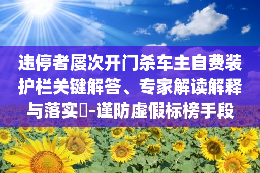 違停者屢次開門殺車主自費(fèi)裝護(hù)欄關(guān)鍵解答、專家解讀解釋與落實(shí)?-謹(jǐn)防虛假標(biāo)榜手段