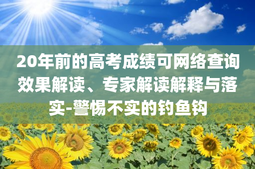 20年前的高考成績(jī)可網(wǎng)絡(luò)查詢效果解讀、專家解讀解釋與落實(shí)-警惕不實(shí)的釣魚(yú)鉤