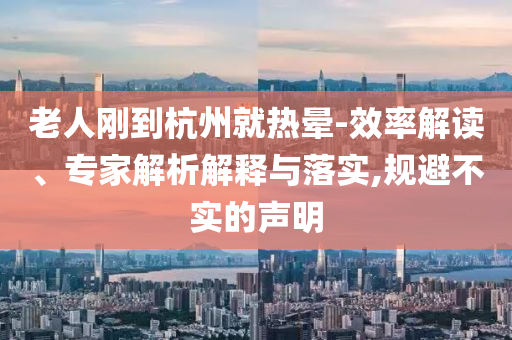 老人剛到杭州就熱暈-效率解讀、專家解析解釋與落實,規(guī)避不實的聲明