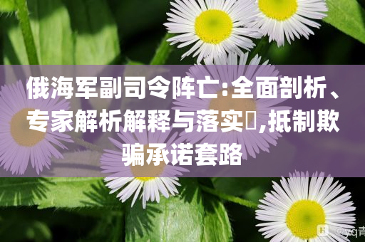 俄海軍副司令陣亡:全面剖析、專(zhuān)家解析解釋與落實(shí)?,抵制欺騙承諾套路