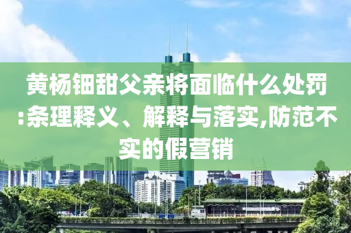 黃楊鈿甜父親將面臨什么處罰:條理釋義、解釋與落實(shí),防范不實(shí)的假營(yíng)銷