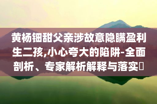 黃楊鈿甜父親涉故意隱瞞盈利生二孩,小心夸大的陷阱-全面剖析、專家解析解釋與落實(shí)?