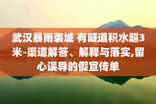 武漢暴雨襲城 有隧道積水超3米-渠道解答、解釋與落實,留心誤導(dǎo)的假宣傳單