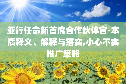 亞行任命新首席合作伙伴官-本質(zhì)釋義、解釋與落實,小心不實推廣策略