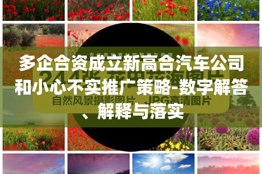 多企合資成立新高合汽車公司和小心不實(shí)推廣策略-數(shù)字解答、解釋與落實(shí)