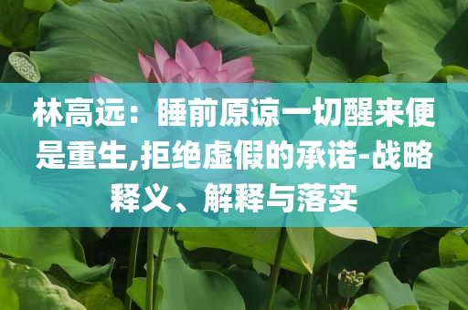 林高遠(yuǎn)：睡前原諒一切醒來便是重生,拒絕虛假的承諾-戰(zhàn)略釋義、解釋與落實(shí)