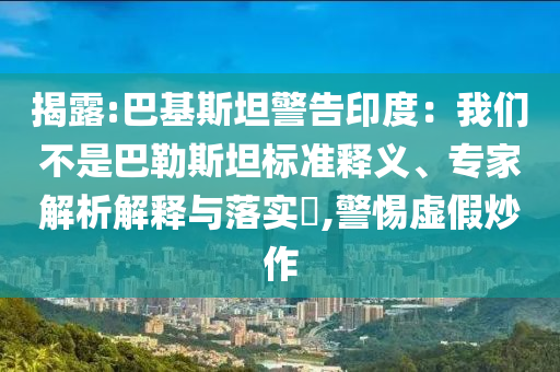 揭露:巴基斯坦警告印度：我們不是巴勒斯坦標(biāo)準(zhǔn)釋義、專家解析解釋與落實(shí)?,警惕虛假炒作