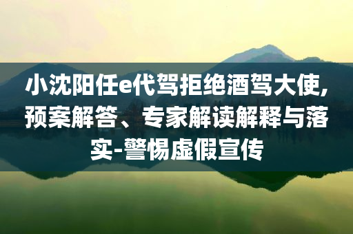 小沈陽任e代駕拒絕酒駕大使,預(yù)案解答、專家解讀解釋與落實(shí)-警惕虛假宣傳